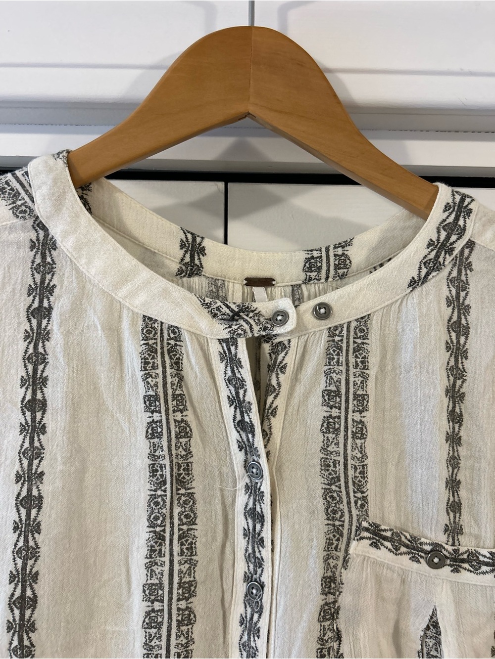 Free People Striped Peasant Blouse - hi-low cut in Medium - Picture 3 of 12